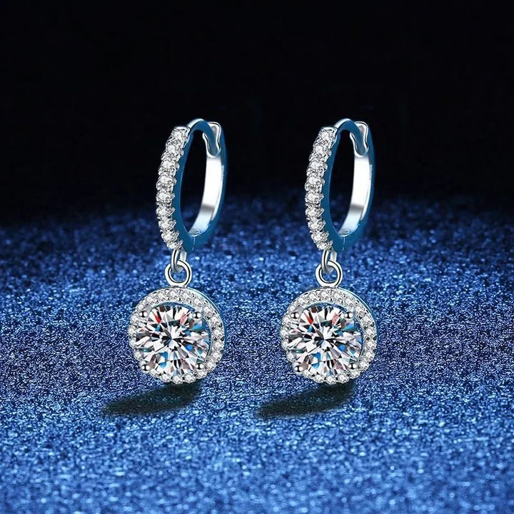 Srebrne Kolczyki Moissanite 1 Karat