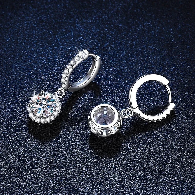 Srebrne Kolczyki Moissanite 1 Karat