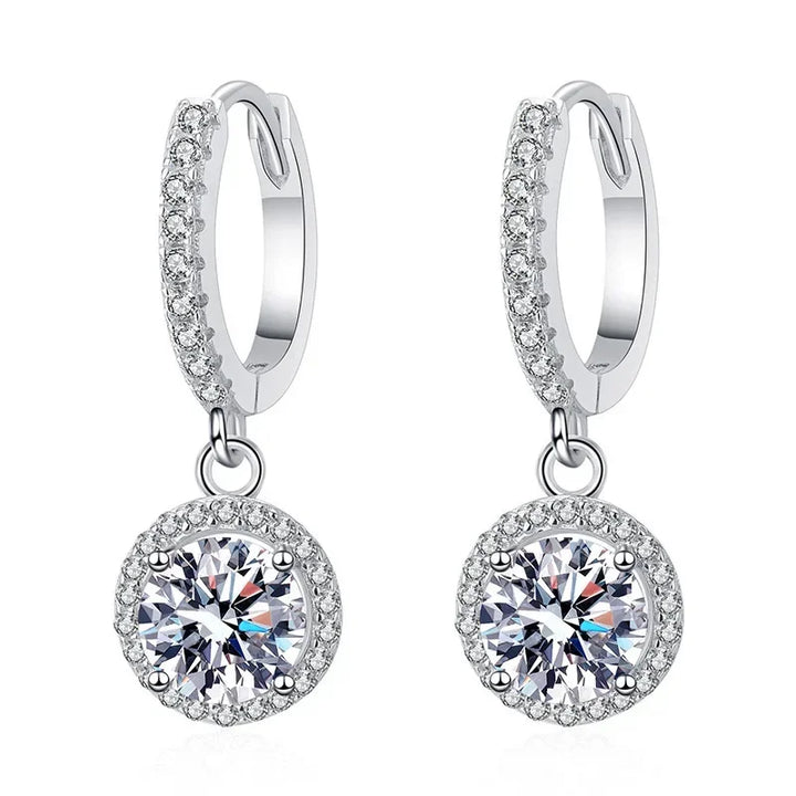 Srebrne Kolczyki Moissanite 1 Karat